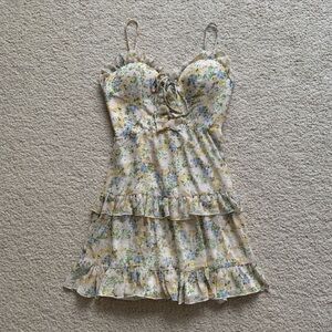 Light pink floral lace up dress